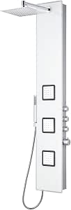 Blue Ocean 59” Aluminum Thermostatic Shower Panel Tower with Rainfall Showerhead and Handheld Showerhead