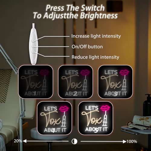 Image of Let's Tox about it Neon Sign Botox LED Light Injector Spa Studio Decor | USB Powered Dimmable Beauty Spa Sign Medspa Decoration Business Open Welcome Wall Art, 14.6 inchx13.4 inch