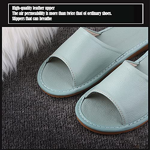 GHYUB Men's and Women's Genuine Leather Open Toe Sandals - Summer Slippers, Indoor and Office Slippers, Casual House Shoes, Gift for Men and Women4