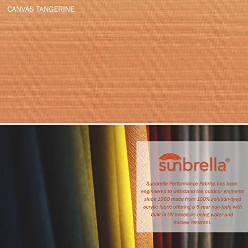 California Umbrella 11' Rd Sun Master Series Alum/Fiberglass Patio Umbrella, Crank Lift, Collar Tilt, Black Finish, Sunbrella Tangerine Fabric