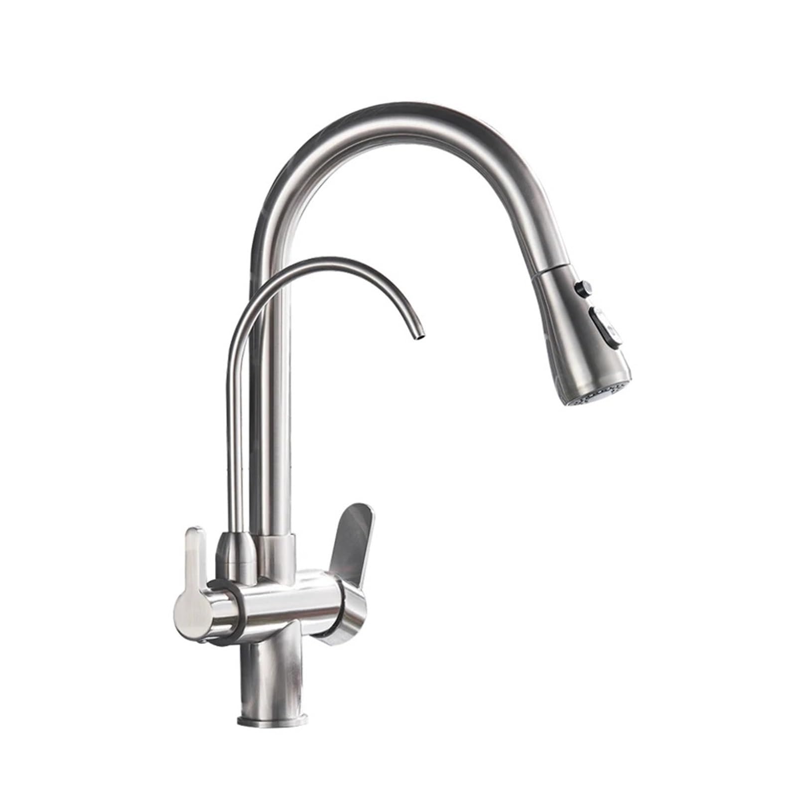 ZQFHSX Brushed Nickel Kitchen Faucet with Purified Water Filter Pull Out Swivel Hot and Cold Crane Brass Construction