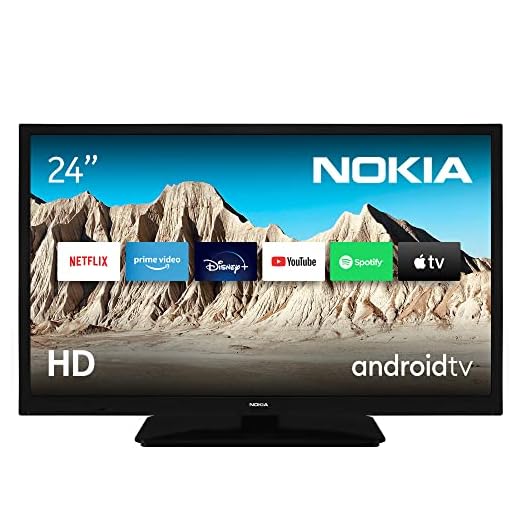 Nokia Smart TV - Television 24 Pulgadas (60 cm) Android TV 12V (HD, LED, WiFi, DVB-C/S2/T2, Asistente de Voz de Google, Youtube, Netflix, DAZN, Prime Video, Disney+)