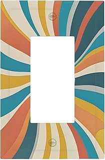 CZRPKEN Decorative Light Switch Cover Plate with Retro Mid-Century Modern Sunburst Motif Design 1 Gang Rocker Outlet Covers Single Decora Gfci Device Wall Plate for Abstract Teal/…