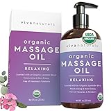 Certified Organic Massage Oil with Lavender Scent (8 fl. oz.) - Lavender Body Oil, Non-Greasy & Smells Great