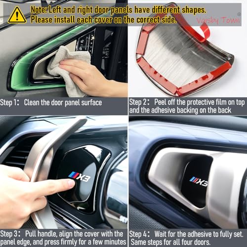 Image of Car Inner Door Handle Panel Covers compatible with BMW X3 2025-2026 | Titanium Black Interior Trim Accessories, 4 pcs for Front and Rear