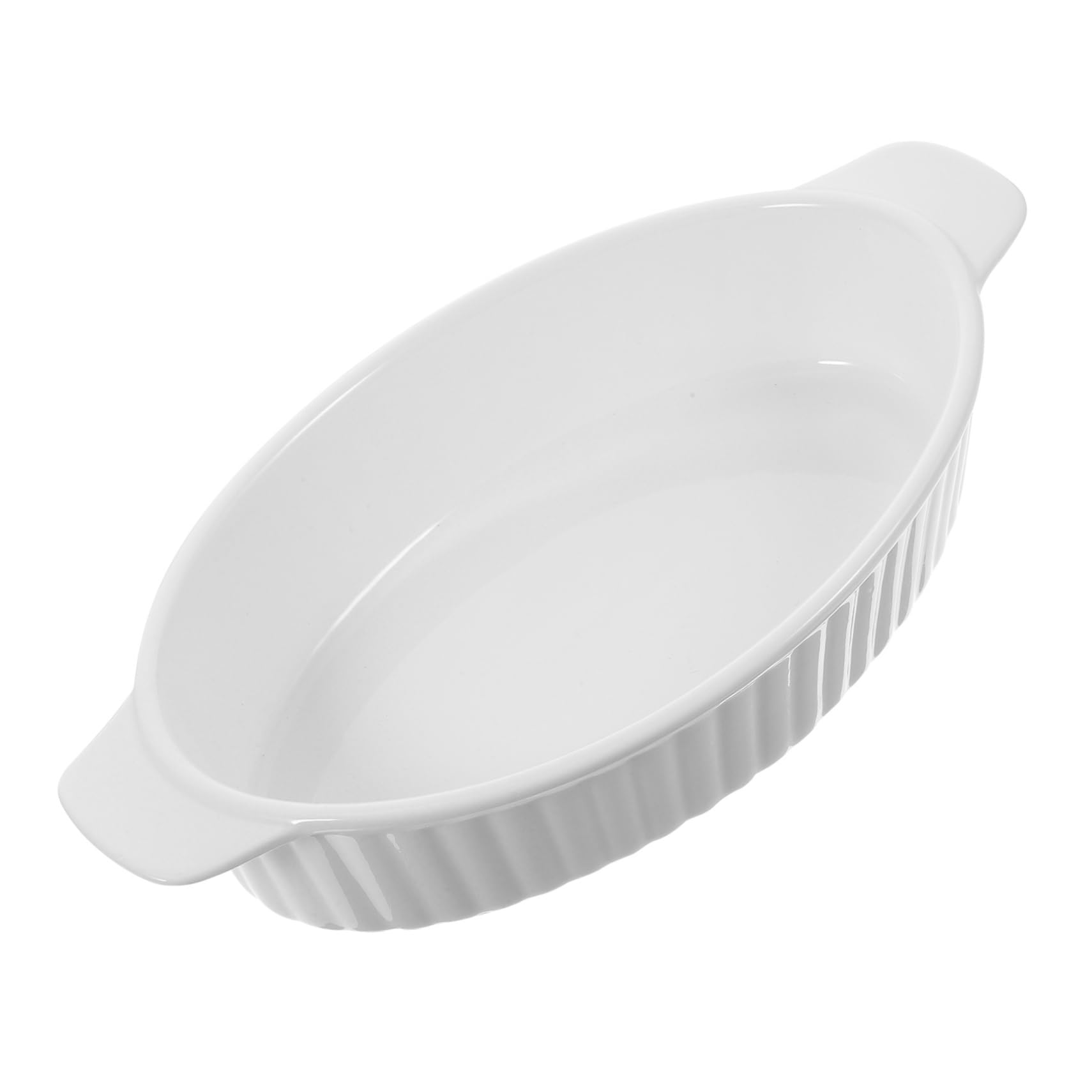 Plat à gratin ovale en céramique blanche pour vos repas de famille au four