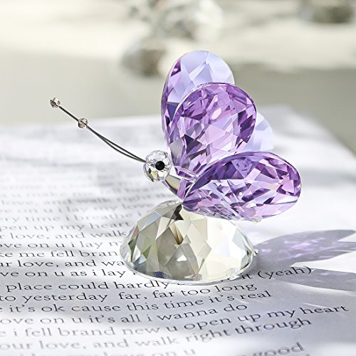 H&D Hyaline & Dora AGS1708941 H&D Crystal Lavendar Butterfly Paperweight Figurine Ornament thumb #1