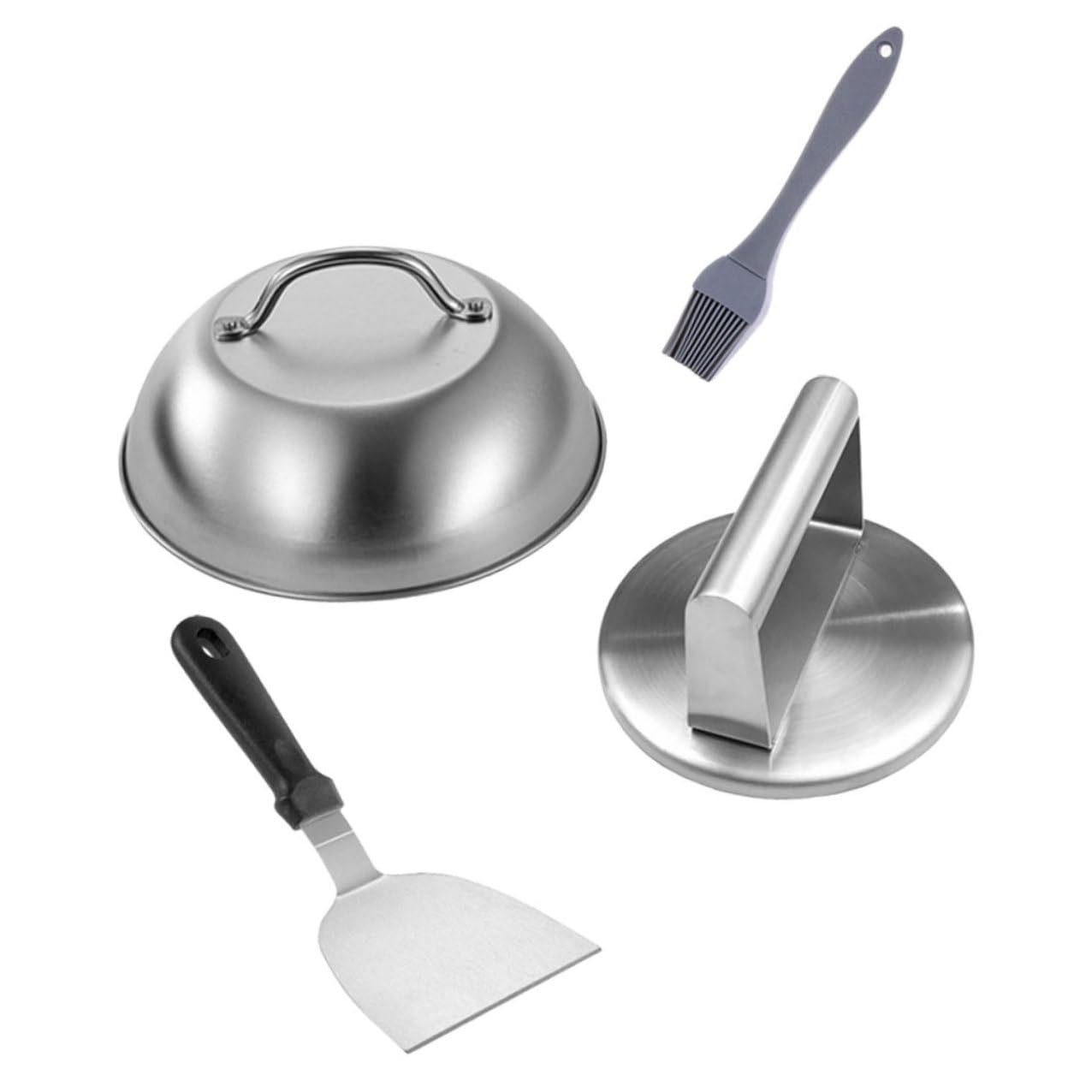 Set Presse Hamburger INOX avec Manche Ergonomique Outil Cuisine pour Burger Maison Moule à Steak Haché pour BBQ et DIY Facile à Nettoyer et Utiliser