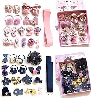 NFACE 36 pcs Baby Girl's Hair Clips Cute Hair Bows Baby Elastic Hair Ties Hair Accessories Ponytail Holder Hairpins Set For Baby Girls Teens Toddlers Assorted styles Pink Blue
