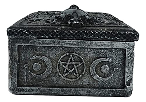 Ebros Fortune Telling Ancient Signs Magickal Black Cat Witching Hour Wicca Tarot Cards Decorative Box Storage Stash Trinket Jewelry Boxes Triple Moon Lucky Talisman Feng Shui Accent #TOP6