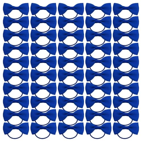 50Pcs Boucles De Cheveux À Nœuds Bleus, Cordes À Cheveux Élastiques En Queue De Cheval, Accessoires De Cheveux Tressés-Coiffes, Accessoires De Fixation De Coiffures Pour Filles.