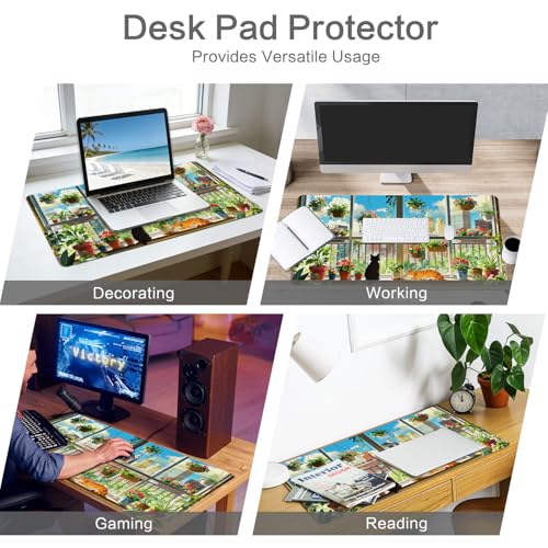 Image of Vimorco Waterproof Desk Pad,XXL Large Mouse Extended Gaming Mousepad with Anti-Slip Rubber Base,Computer Laptop Keyboard Mouse Mat for Women Men Girls Work,Game,Office,31.5 x 15.7 inch,Window cat