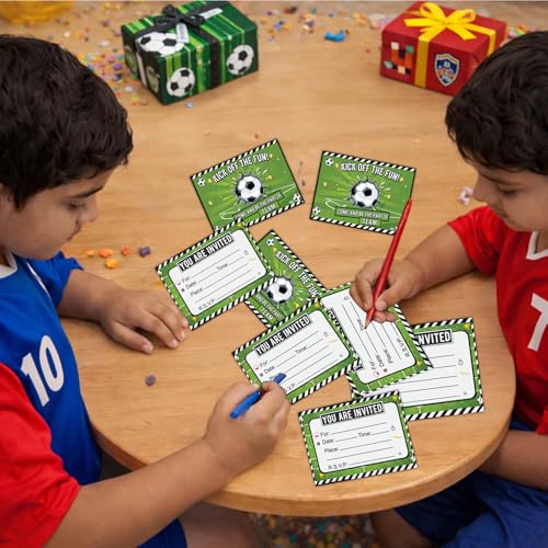 Image of Party Propz Football Theme Birthday Invitation Cards -20 Pcs, Kick Off the Fun Kids Birthday Invitation Card, Double-Sided Sports Theme Invitation Card for Kids (Cardstock)