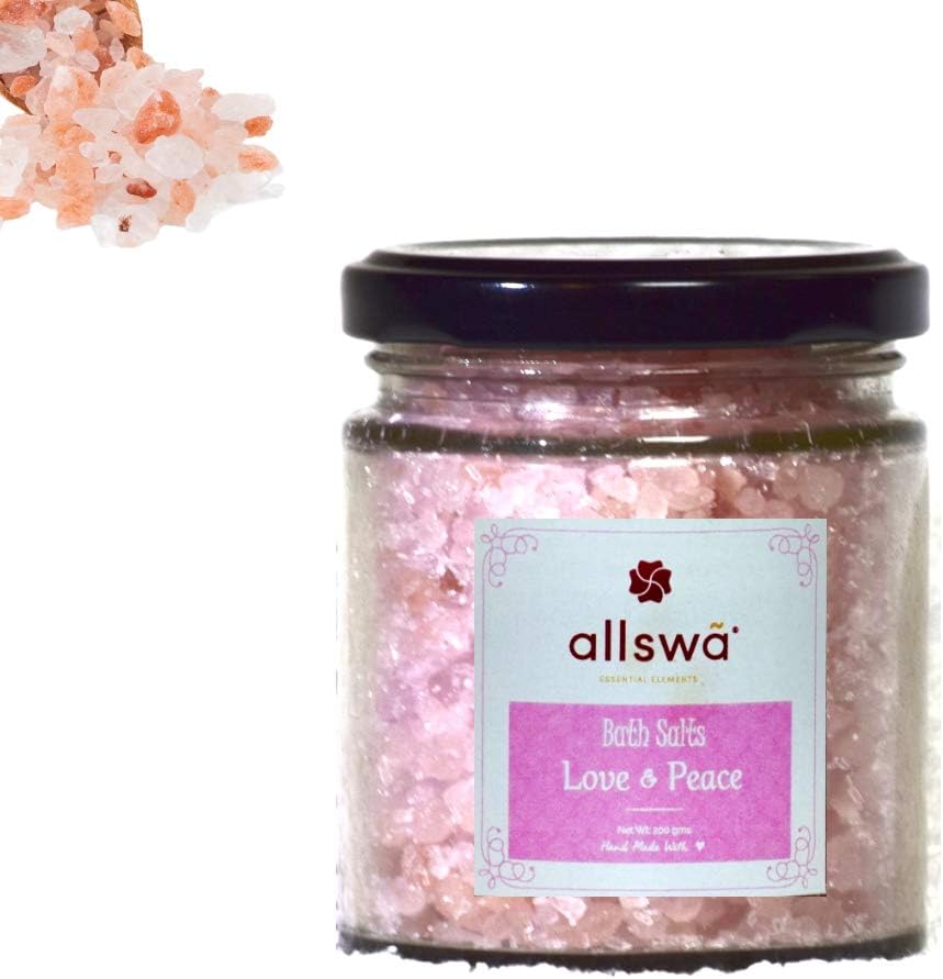 ALLSWA ESSENTIAL ELEMENTS Natural Mineral with Epsom and Himalayan Pink Salt Pink Peace and Love Bath Salt for Bath and Spa, 200 g