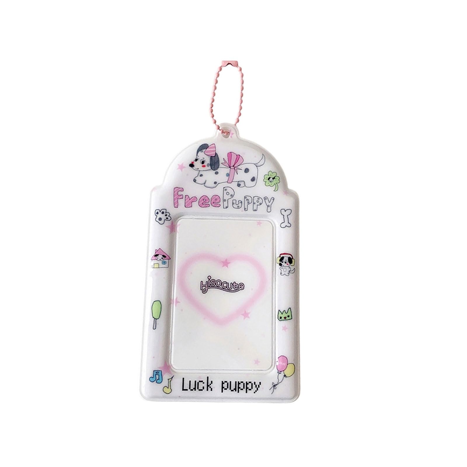 Uqezagpa Adorable Photo Card Holder Keychain Student Protector Sleeve with Keyring for School, Use Card Holder Protector