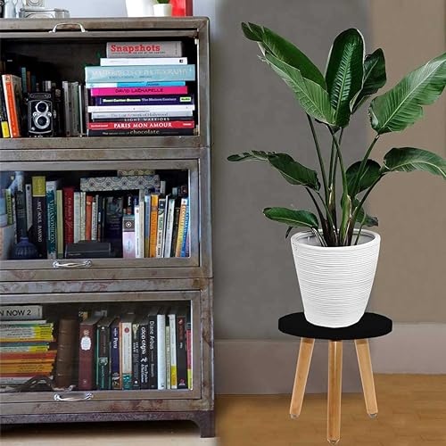 Image of WOOYNEX WOODEN Multifunctional Plant Stand - Modern Home Decor, Wood Planter Holder for Flower Pots, For Living Room Bedroom Balcony Indoor and Outdoor - Kids Stool-(Black)