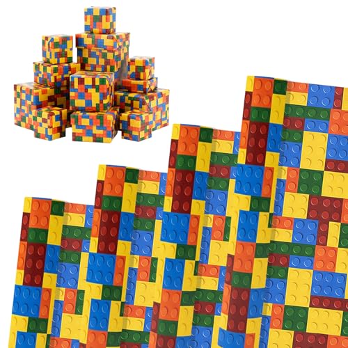 4 Blatt Geschenkpapier Kinder Bausteine