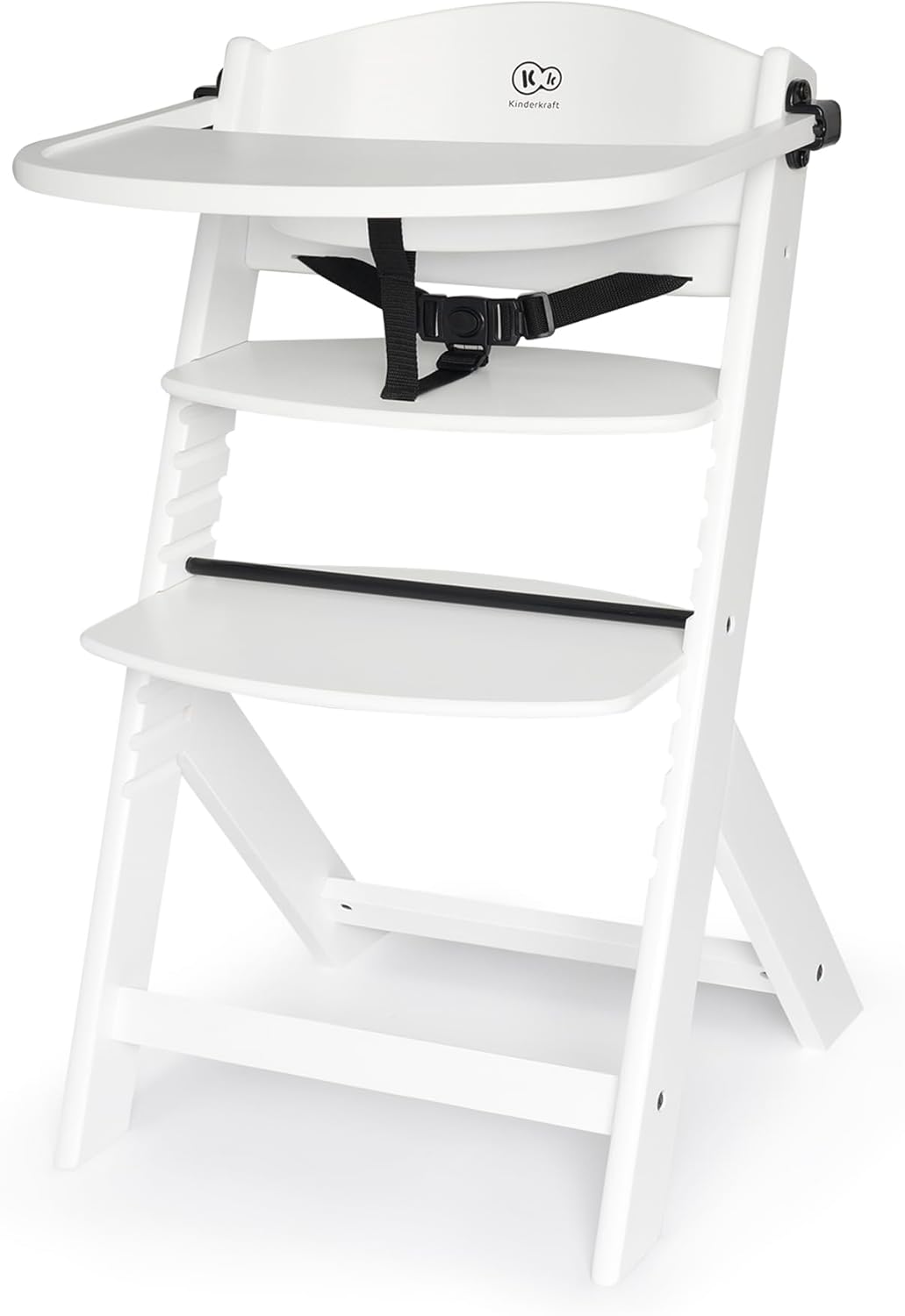 kk Kinderkraft Trona Bebé de Madera ENOCK, Evolutiva Silla Alta, Ergonómica, Regulable, Blanco completo
