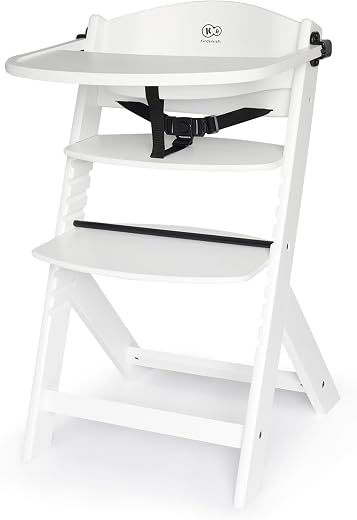 🚫 [CADUCADO] 🔥 KK Kinderkraft ENOCK Wooden Baby Highchair, Evolutionary High Chair, Ergonomic, Adjustable, Full White