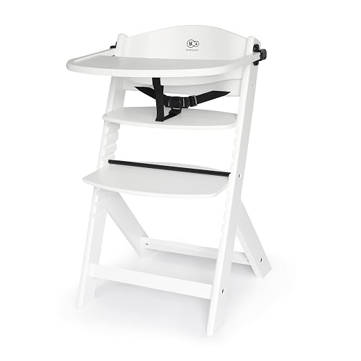 KK Kinderkraft ENOCK Wooden Baby Highchair, Evolutionary High Chair, Ergonomic, Adjustable, Full White