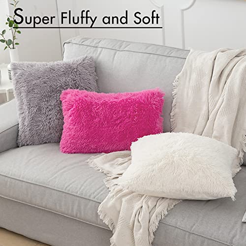 Image of MIULEE Pack of 2 Luxury Faux Fur Throw Pillow Cover Deluxe Spring Decorative Plush Pillow Case Cushion Cover Shell for Sofa Bedroom Car 16 x 16 Inch Beige