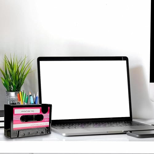 Miniatura 6 de Lindo dispensador de cinta de casete, almacenamiento de soporte para bolígrafo de casete retro, dispensador creativo de cinta de lápices, divertido