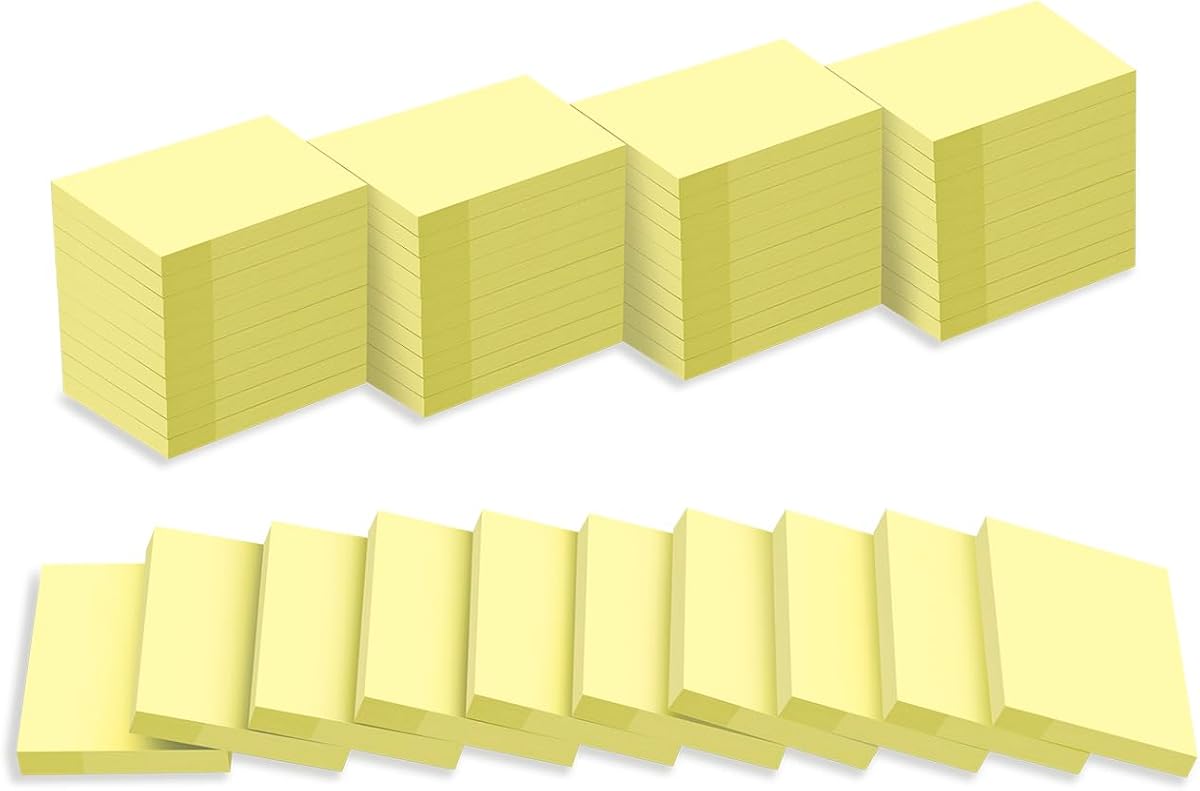 (50 Pads) Sticky Notes 1.5x2, Yellow Sticky Pads, Self-Stick Pads, | Recyclable Easy to Post for Home, Office, Notebook