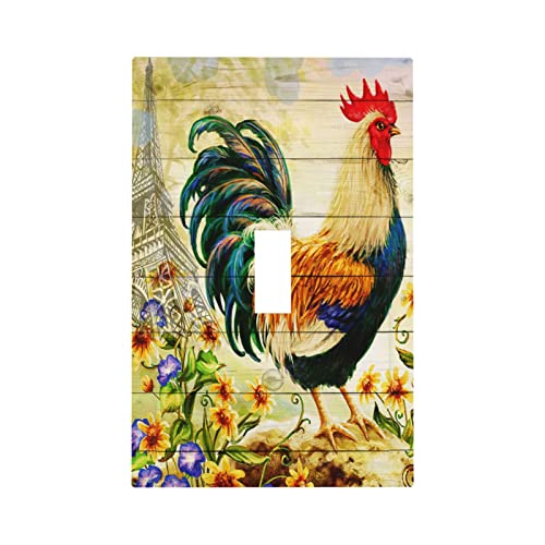 Küchen-Lichtschalter-Abdeckung, Einzel-Kippschalter, rustikaler Hahn, dekorative 1-Gang-Wandplatte für elektrische Schalterplatte, Bauernhaus, Schlafzimmer, Badezimmer, Dekor Cover