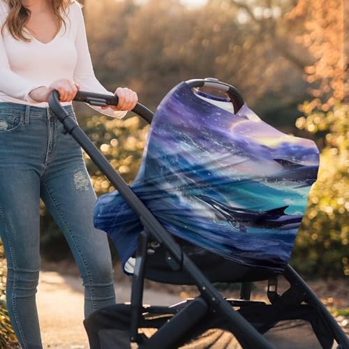 Image of Youngerbaby Killer Whale Galaxy Nursing Cover Breastfeeding Super Soft Multi Use for Baby Car Seat Covers Canopy Shopping Cart Cover Scarf Light Blanket Stroller Cover Baby Girl Necessities