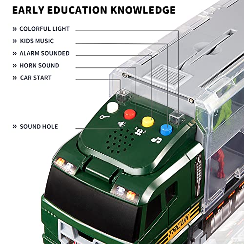 Snaen 39 In 1 Dinosaur Toy Truck For Kids 3-7 With Play Mat, Dino Transport Carrier Vehicle With Lights And Sounds, Toys For Toddler 3 4 5 6 Years Boys Includes Dino Figures, Eggs And Trees #TOP3