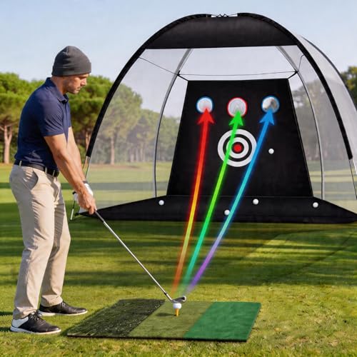 Golf Practice Net 10x7FT with Tri-Turf Mat