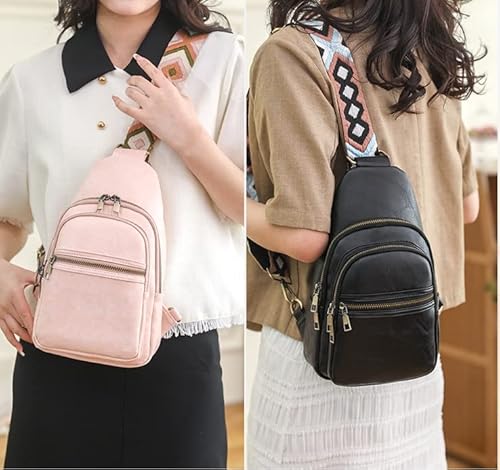 Muntico Sling Bag For Women With 5 Pcs Bag Wipe Cloth Pu Leather Sling Bags Crossbody Fashion Sling Backpack Multipurpose Chest Bag (Beige) #TOP5