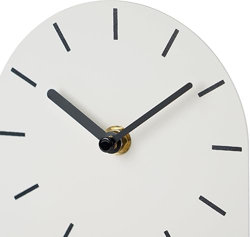 Miniatura 6 de SOFFEE DESIGN Reloj de mesa de una pieza con hoja de hierro con base de madera, reloj de escritorio sin tictac funciona con pilas para sala de