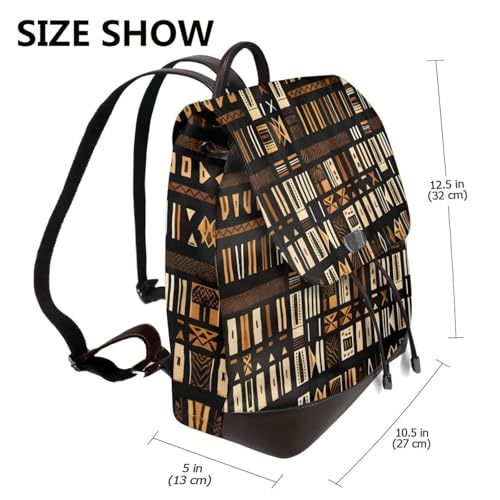 African Mud Cloth Tribal Print Women's leather backpack,Ladies Travel Fashion Back Pack,Casual backpack for Work2