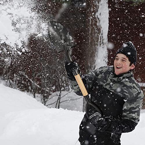 Shovel For Digging 28 In Small Round Shovel With D Handle Kids Metal Beach Shovel，Camp Shovel ，Garden Shovel ,Gardening Tools Wooden Handel, Yellow Wood, 28In #TOP5