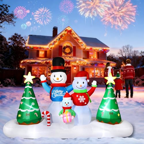 Beinhome 240CM Aufblasbare Weihnachten Schneemann Weihnachtsbäume...
