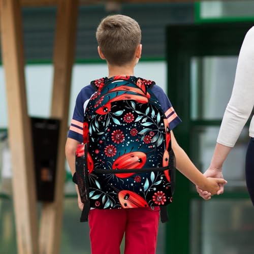 Cartable coccinelle rouge avec trousse pour l'école primaire - 6