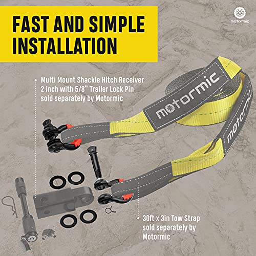 Motormic Unique D Ring Shackles 2 Pack Black - 3/4" Clevis with 7/8" Pin Safety Max 57,000 lbs Break Point - 2 Red Isolators, 8 Washers - Heavy Duty use Tow Strap, Winch, Off Road, Towing…
