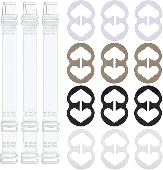 Image of Bra Strap Clips,12 Bra Clips and Bra Straps Holder Women's Black,White,Beige for Full Cup Size