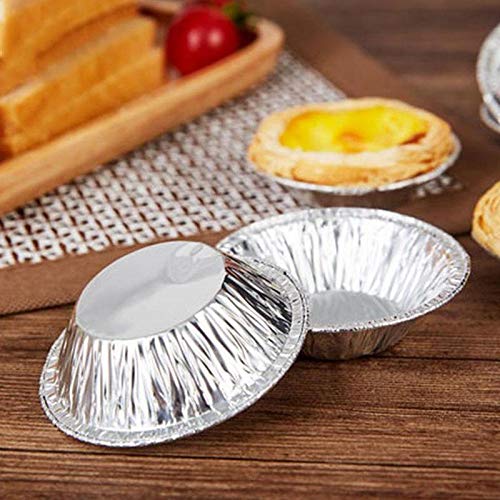 100 sztuk foremki z folii aluminiowej do ciast do jajek mini garnek ciasto talerz do pieczenia jednorazowe kubki do pieczenia okrągła podstawa torty pudełko na babeczki puszka taca zestaw