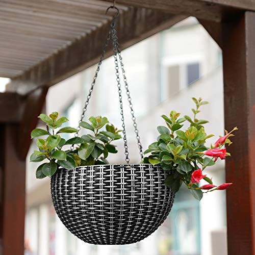 Story@Home Hanging Flower Pot, Plant Containers Basket with Hook Chain for Home Gardener Grower Planter Indoor/Outdoor Decoration - Silver