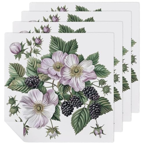 Servilletas de Tela Flores y Moras Paquete x4 miniatura 1