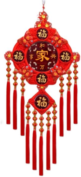 Chinese Knot,Pendant Porch Living Room Background Wall Hangings Peach Wood Fortune Hanging Pendant (Color : 8)