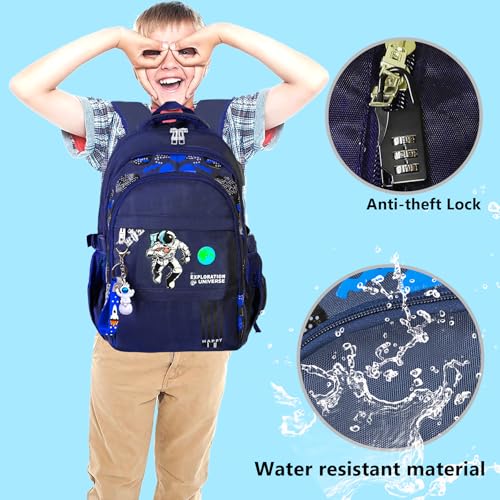 Astronauts Backpack. Luminous Anti Theft travel backpack Laptop Backpack Large Capacity Adjustable Shoulder Strap Backpack USB Anime .Headphone Port Combination Lock Blue3