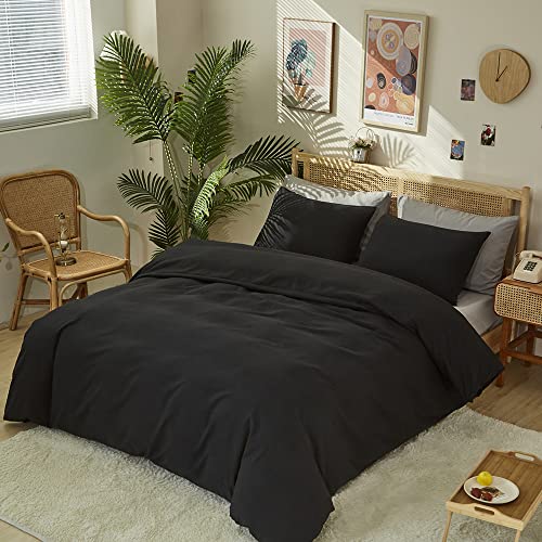 Clothknow Black Comforter Set Full Solid Black Bedding Comforter Sets Full Men Boys Comforter Soft Cozy Black Bed Bedding Set 3Pcs Black Comforter Sets Full #TOP6