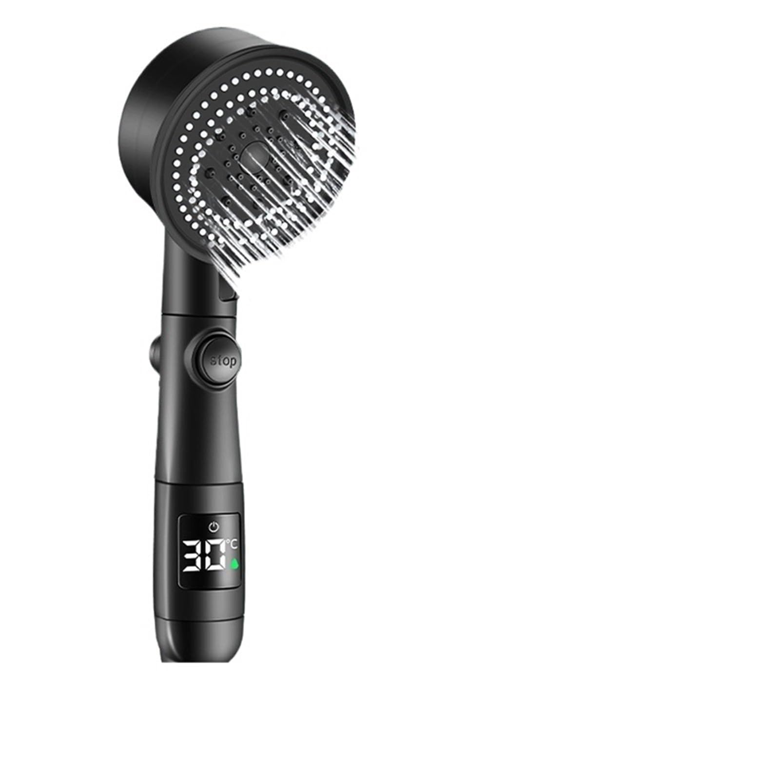 Pommeau de douche turbo 5 vitesses avec bouton d'arrêt eau noir mat