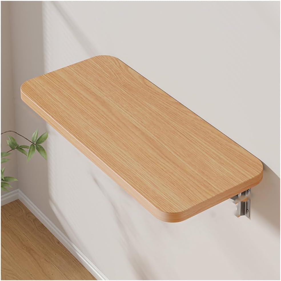 Wall-Mounted Folding Table, Wooden Drop-Leaf Table, Space-Saving Dining Table, Multifunctional Kitchen Table, Beige, 100x20cm (39.3x8in) – Perfect for Small Spaces