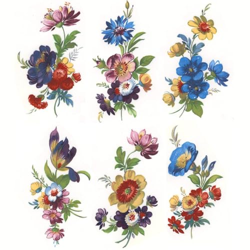 Flowers Mixed Floral Sprays Overglaze Waterslide Ceramic Decals 3 Inch (6 Decals)