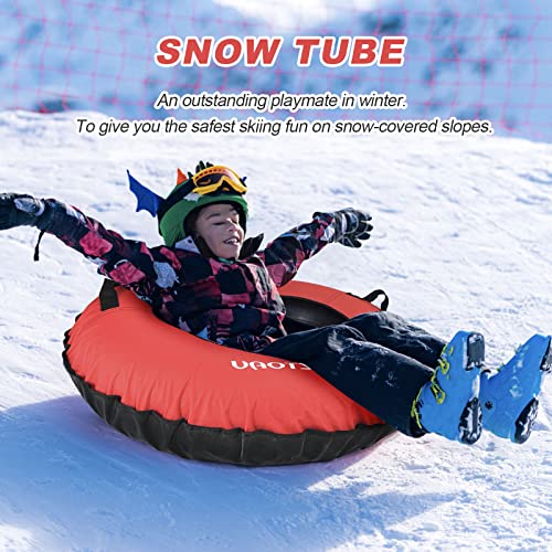 Cztoau 44" Heavy Duty Snow Tube With Premium Canvas Cover, High Speed Inflatable Sledding Tube - Commercial Grade Sled For Kids And Adult (Red) #TOP2