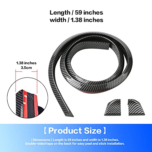Car Trunk Spoiler Roof Lip Kit,3D Pu Rear Trunk Lip Or Roof Spoiler Sticker Bar With Carbon Fiber Pattern,Car Rear Spoiler Exterior Rear Spoiler Kit, Punch-Free Installation For Most Cars (Carbon) #TOP5